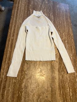 Fashion Nova White Ribbed Cutout Turtleneck Top