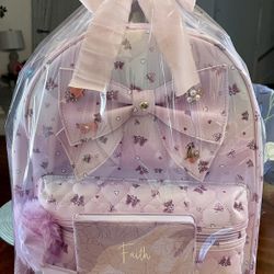 Girls Purple Backpack With Butterfly Print💜
