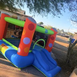 Large Inflatable Bounce House with Air Blower, Extra Thick Jumping Area, Safe Mesh Netting, Repair P