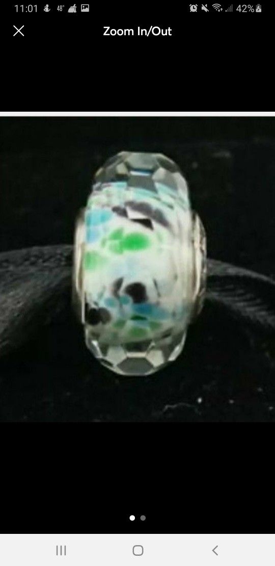 NEW Authentic Pandora Faceted Green Sea Charm Bead. White with Blues and Green. Hallmarked PANDORA ALE S25. Sterling Silver. I have 2 of these cha