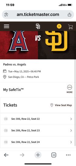 Padres vs Angels Tuesday May 13th