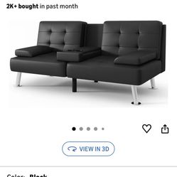 (1) Black Folding Futon Couch 