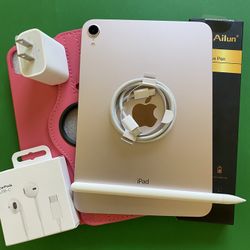Apple iPad Mini 6th Generation (2021 model / Pink) 64GB with Pink Case, Pen & Accessories 