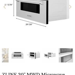 ZLINE 30" MWD Microwave Drawer in Durasnow Stainless Steel with Traditional Handle