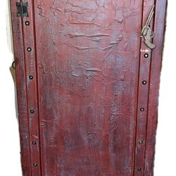 Distressed Red Wooden Cabinet