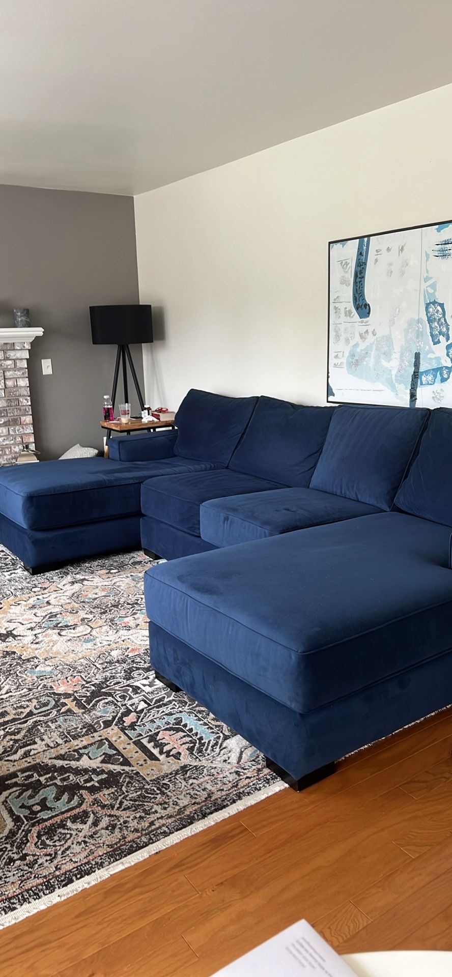 Navy Blue Velvet Sectional