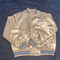 Gold Satin Supreme Thrasher Varsity Jacket