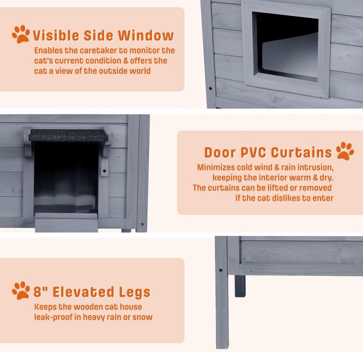 Outdoor-Cat-House-Insulated | Feral-Cat-Shelter for Winter | Weatherproof | Large Wooden Pet House f
