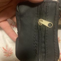 Genuine Black Cow Leather Multi-Zip Wallet / Pouch