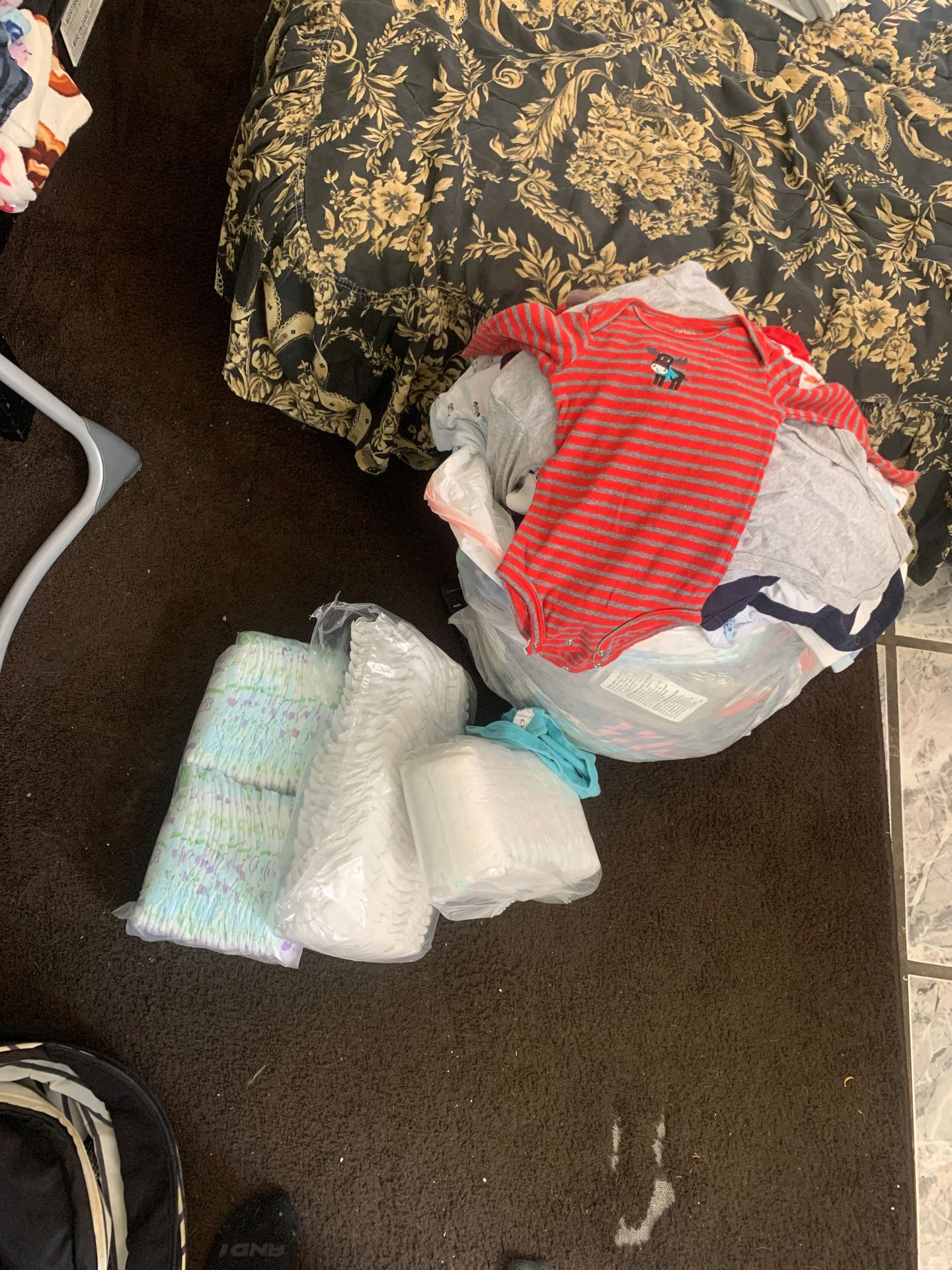 Baby boy clothes,diapers,swing,bassinet and jumper