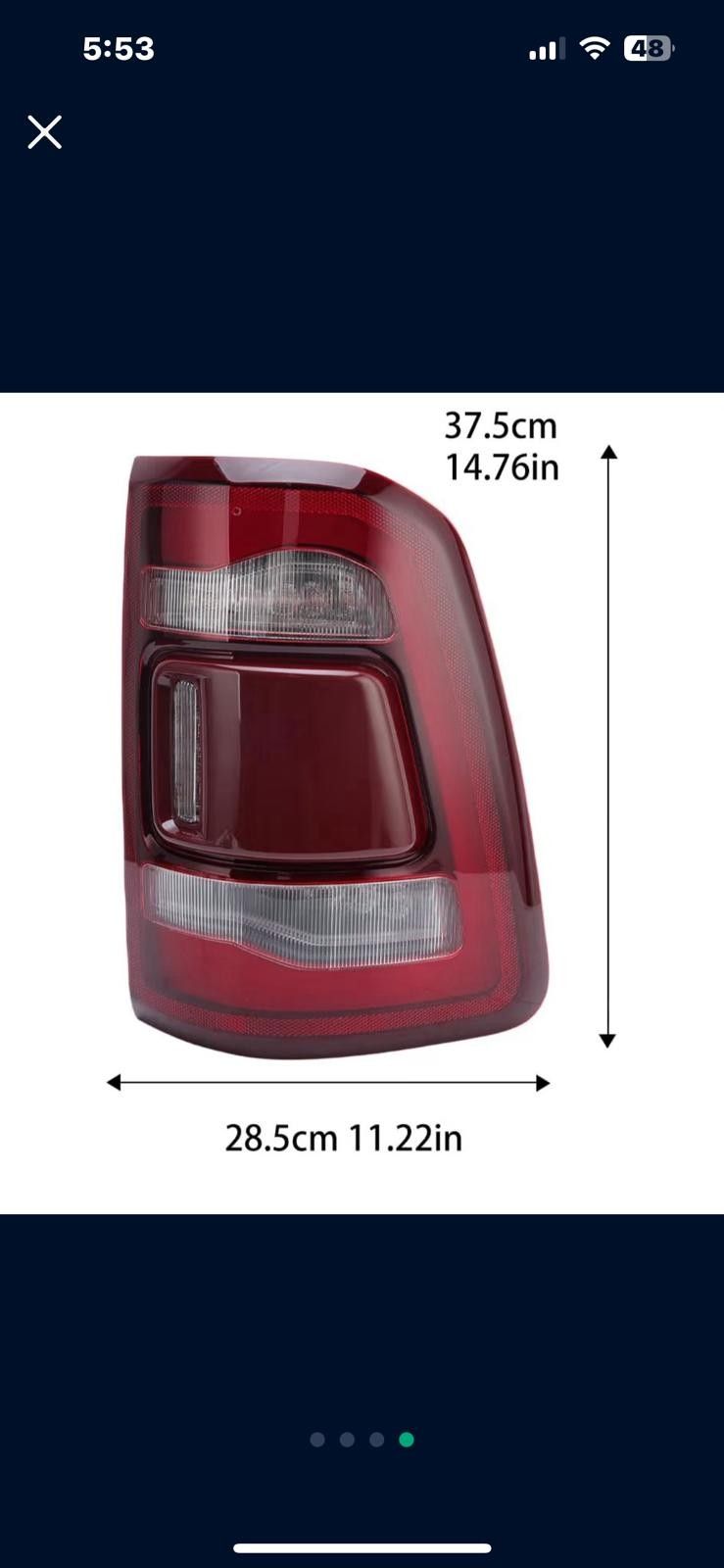 Tail Light Red Cover For Ram 1(contact info removed)-2023 Left Driver Side