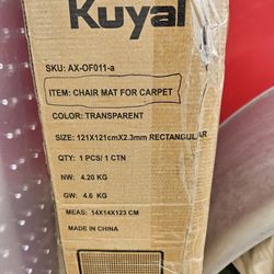 Kuyal Chair Mat For Carpet, Clear Transparent Plastic 4'x4' 121cmx121cm
