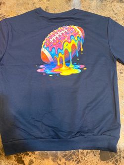 Navy Graphic Crewneck Sweatshirt Football Donut Print
