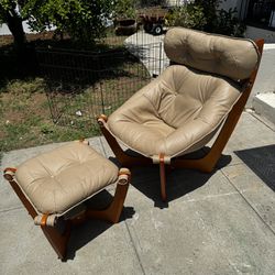 IMG Luna Leather Chair and Ottoman