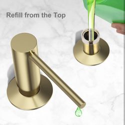 New Gold Sink Soap Dispenser, Metal Pump Head Liquid Lotion Countertop Kitchen Bathroom