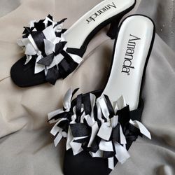 Amanda Black And White Confetti  Heels