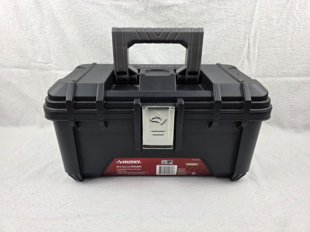 Husky Portable 16in Tool Box Lockable w/ Latch Secure Open Lid - NEW Heavy Duty