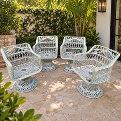 Set of 4 Vintage Spun Fiberglass Swivel Patio Chairs