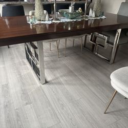 Lexington Mirage Monroe Mahogany dining table with chrome base.