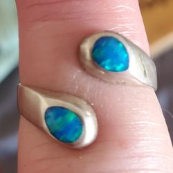 Sterling Silver And Blue Opal Ring