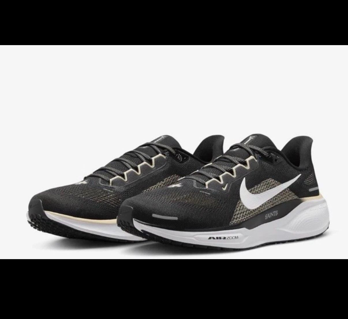 Nike Air Zoom Pegasus 41 NFL New Orleans Saints Running Shoes FZ5095 001 Size 11