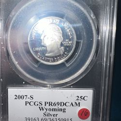 2007 S PCGS PR69DCAM Wyoming Silver Quarter 