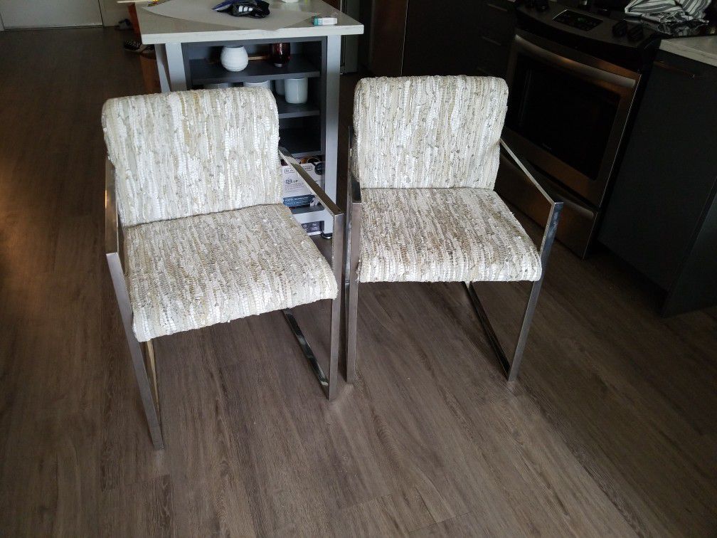 Two Dania Handwoven Leather Dining Armchairs ($ 80 ) 