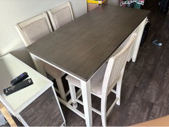 Beige & Gray Wood Dining Set