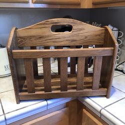 Solid Oak Magazine Rack Like New