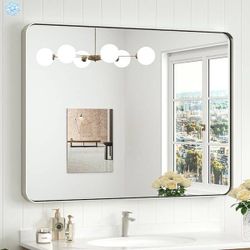 KeonJinn 40 x 30 in. Brushed Nickel Bathroom Mirror