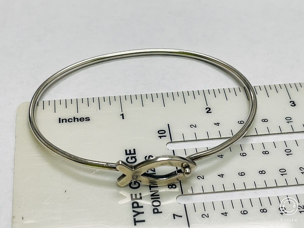James Avery Retired Sterling Silver Hook On Wire Fish Ichthus Bracelet