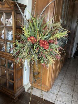 Flower Arrangement On Metal Tall Stand