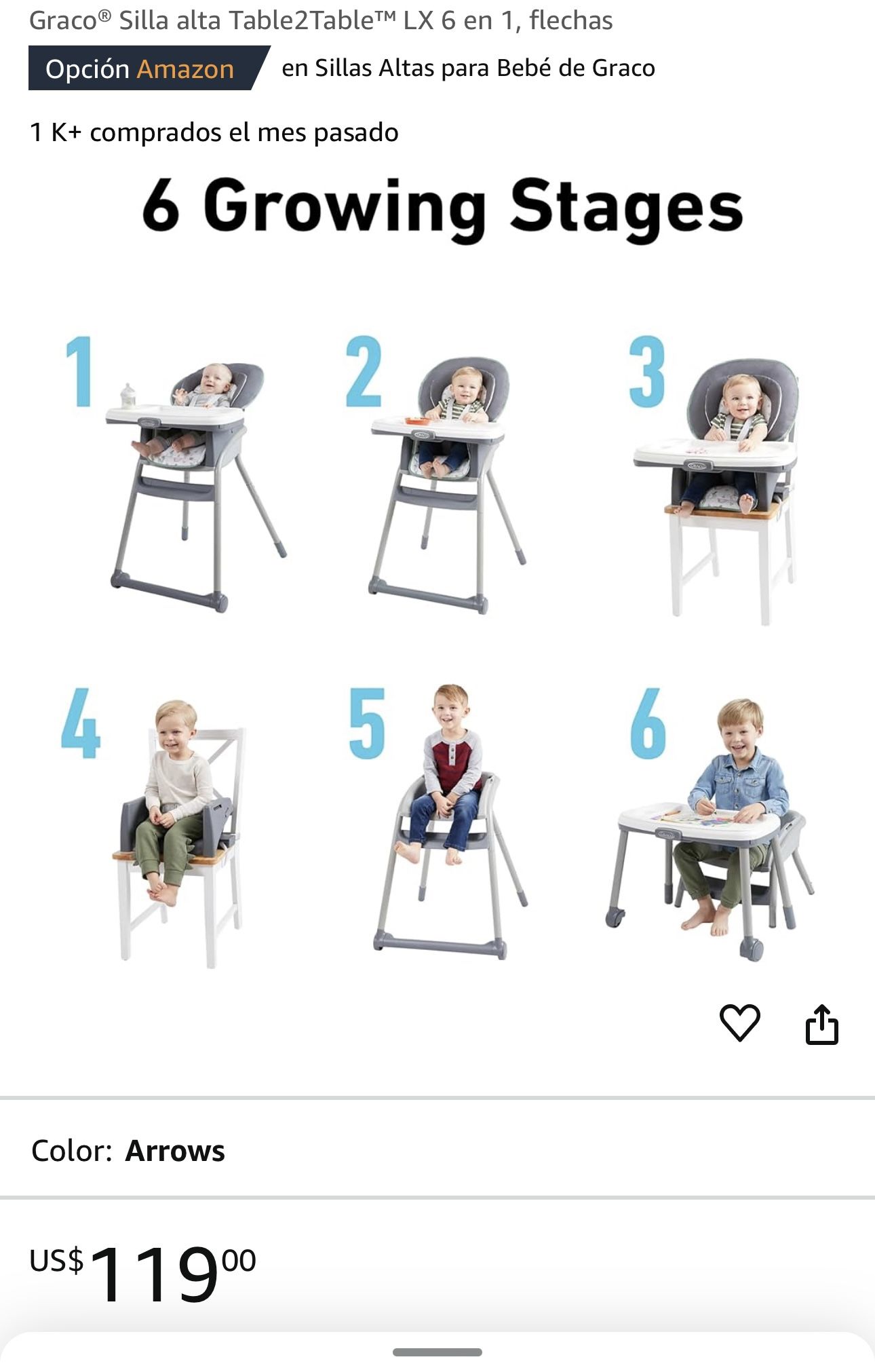 Graco® Silla alta Table2Table™ LX 6 en 1, flechas