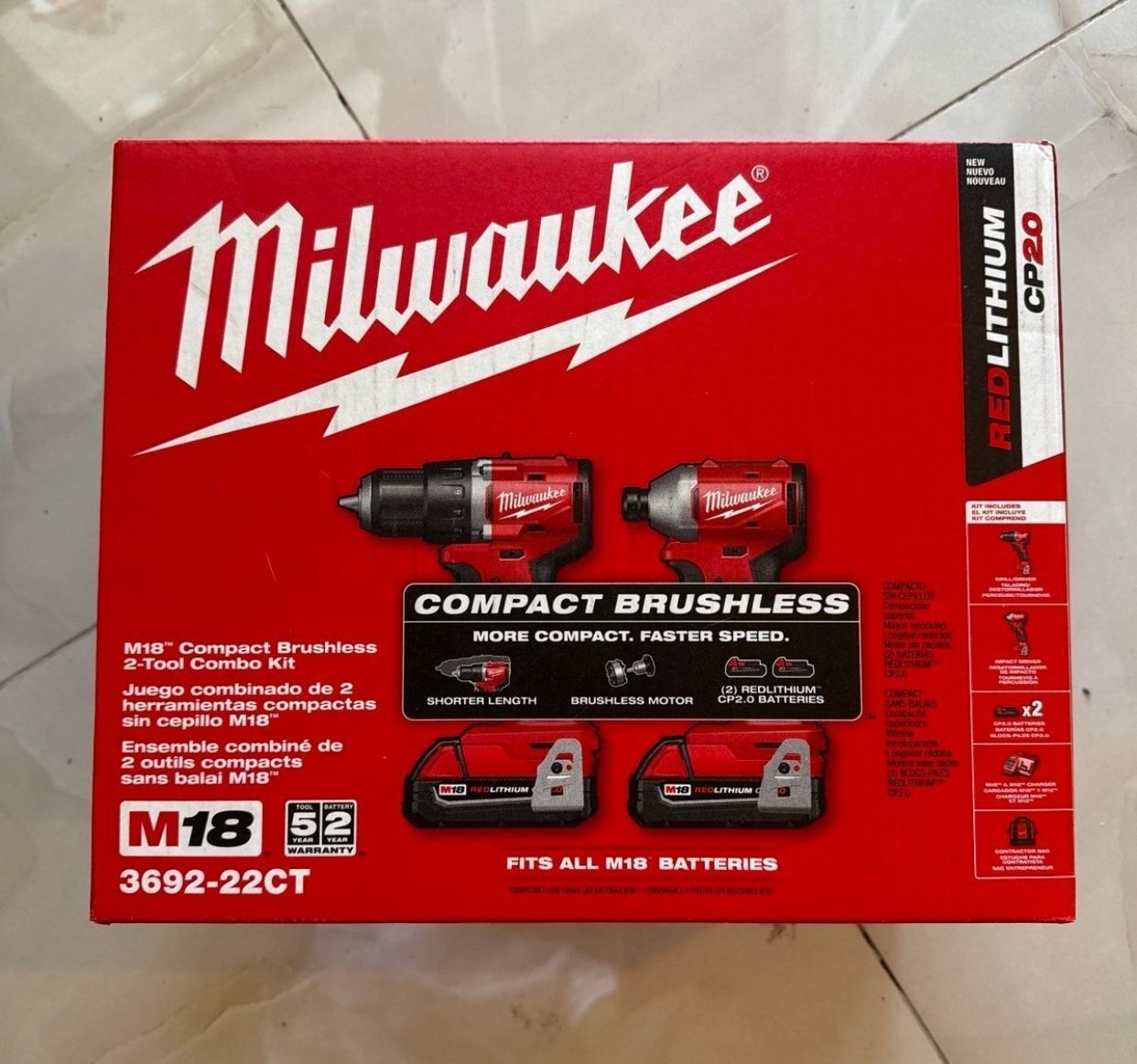 Milwaukee New Kit Drill And Impact M18 , Battery And Charger 