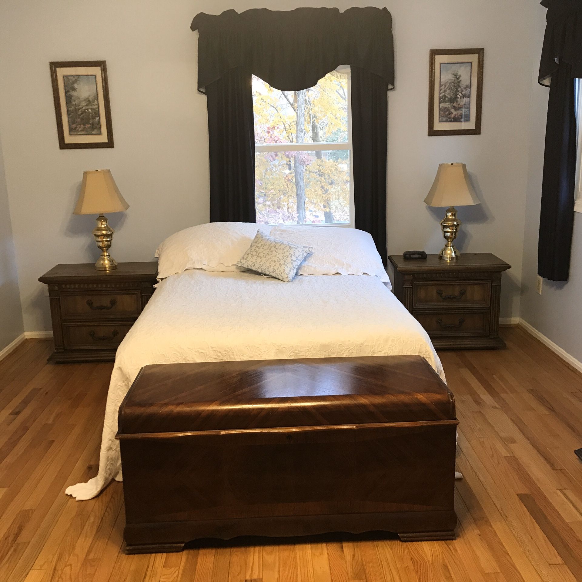 Double mattress, box springs and bed frame