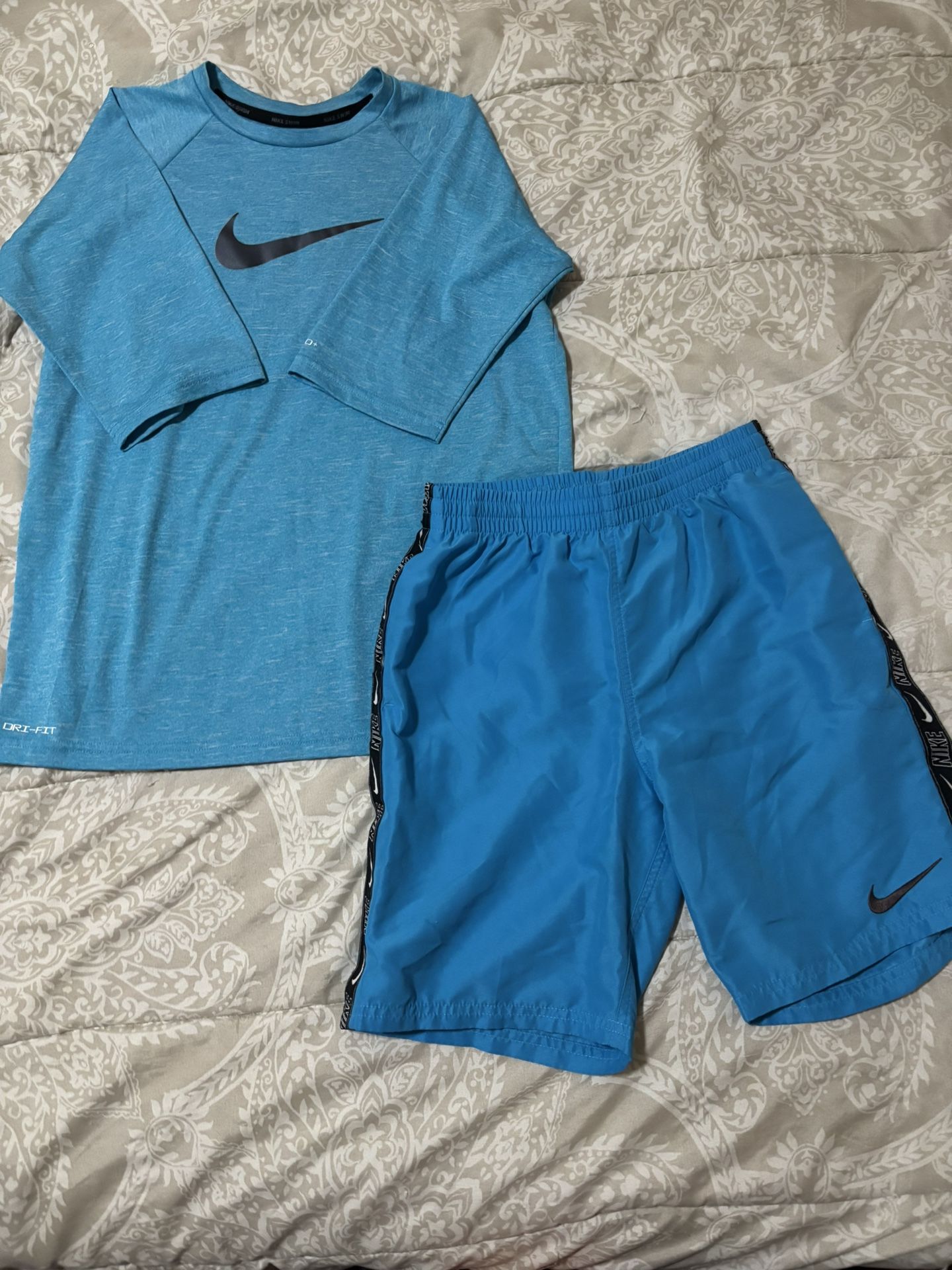 Nike Big Boys Short-Sleeve Hydroguard Swim Top and Swim Trunks