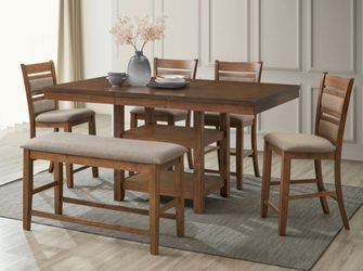 COMPLETE COUNTER HEIGHT DINING SET.