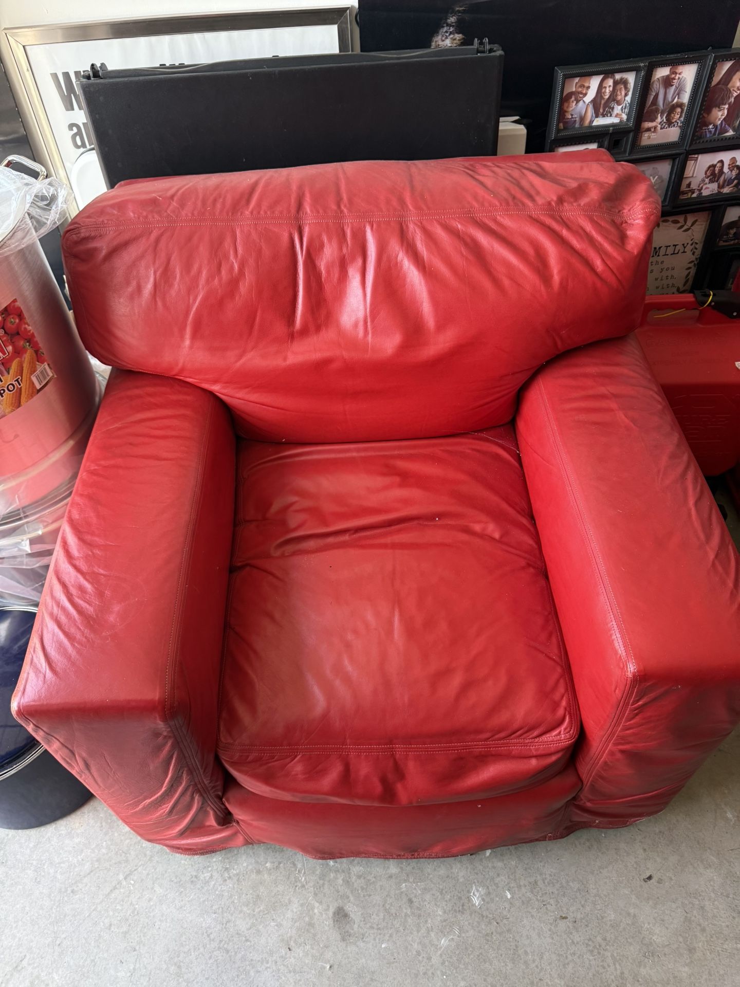 Two Red Leather Couches