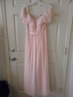 David’s Bridal Blush Pink Chiffon Ruffle Formal/Bridesmaid Dress