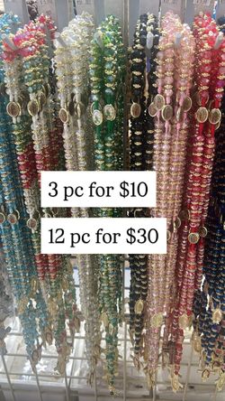 Set of 3/12 wholesale Virgin Mary necklace, Guadalupe Crucifix Wall Cross Rosary Beaded Necklace Saint Jude Protective Blessing Pendant,Catholic Saint