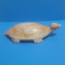 Vintage Collectible Hand Carved Onyx Turtle Figure Sculpture.

