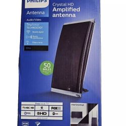 Philips Crystal HD Indoor Amplified TV Antenna with 6' Coaxial Cable – Black