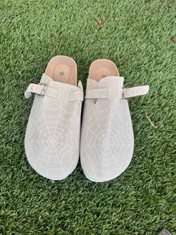 Beige Spider web Clogs