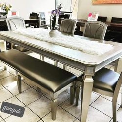 $39 Down Dining Room Set Table 4 Chairs and Bench  Klina 