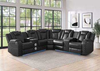 Reese Modern Power Reclining Sectional with LED & Audio