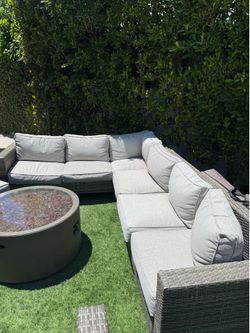 Living Spaces Outdoor Couch + Chair