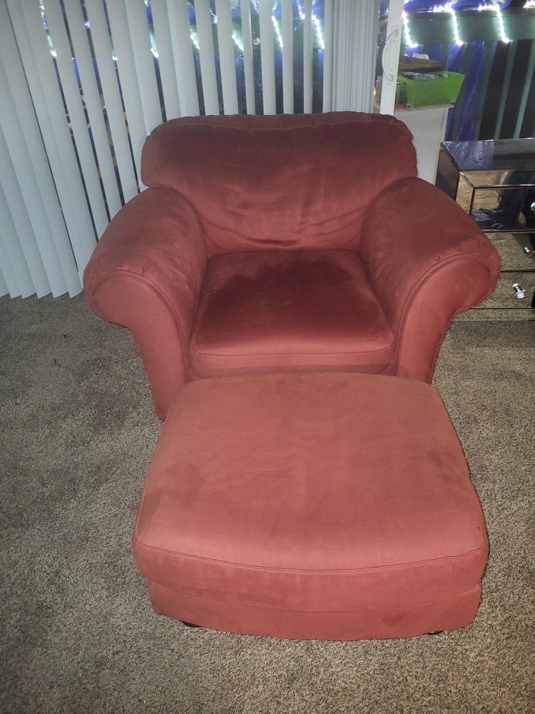 Burnt Orange Shade Couch And Chair With Ottoman