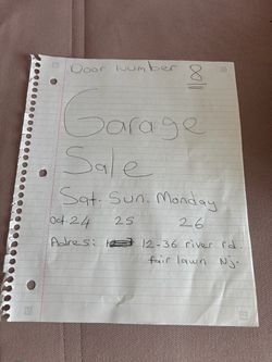 Garage sale. oct. 24. 25. 26