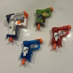 Set Of 4 Mini Nerf Guns