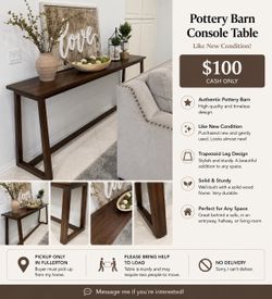 Pottery Barn Console Table – Like New